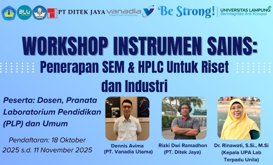 WORKSHOP INSTRUMENT SAINS: Penerapan SEM & HPLC untuk Riset dan Industri